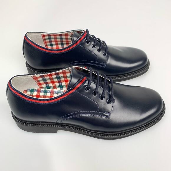 NIB Gucci kids leather shoes with web Midnight Blue Size 33 - Picture 7 of 12